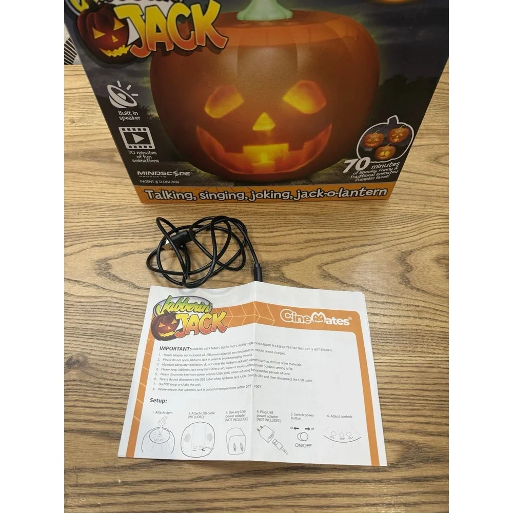 Halloween Jabberin Jack Cinemates‎ Animated Projector Pumpkin Head See Video